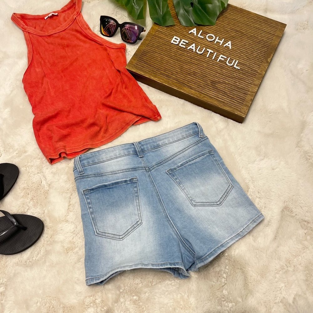 Nina Rossi Distressed Denim Shorts - Picture 3 of 5